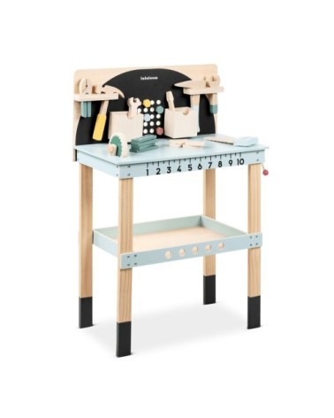 Banc d'outils pour enfants en bois bleu naturel