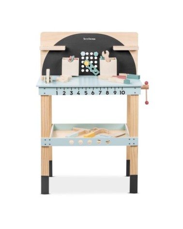 Banc d'outils pour enfants en bois bleu naturel