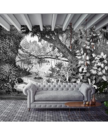 Papier peint panoramique gravure jungle 390x270cm