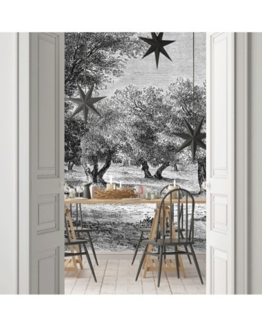 Papier peint panoramique Gravure les oliviers 390x270cm