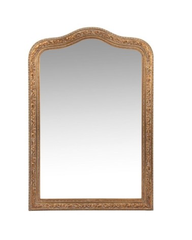 Miroir à moulure en bois de paulownia doré mat 65x95