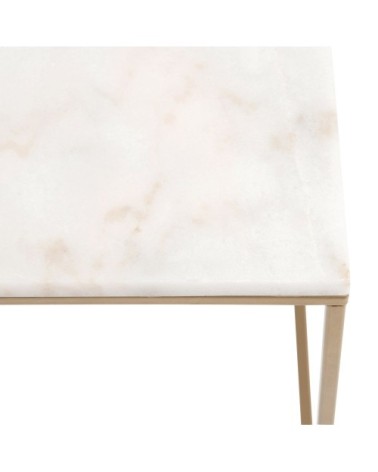 Bout de canapé en marbre blanc et métal doré