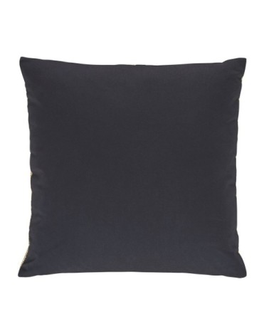 Coussin tissé en polypropylène beige broderie noire 45x45