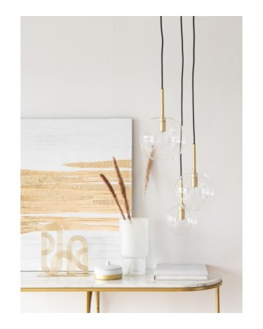 Suspension 3 globes en verre transparent et doré