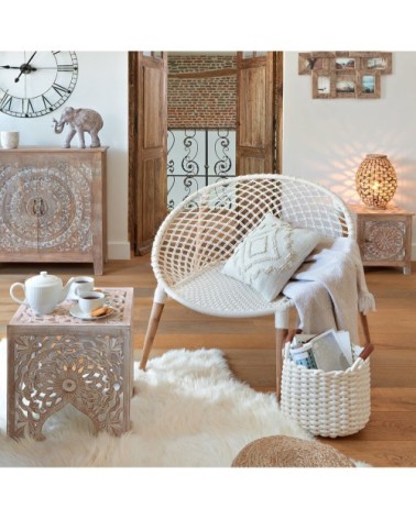 Coussin esprit berbère coton ivoire 40 x 40