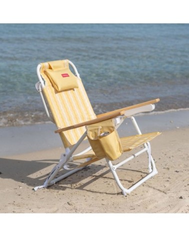 Chaise plage inclinable 5 positions aluminium jaune