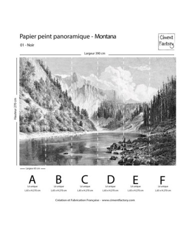 Papier peint panoramique gravure Montana 390x270cm