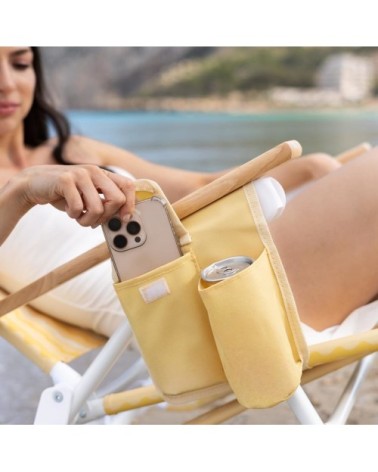 Chaise plage inclinable 5 positions aluminium jaune