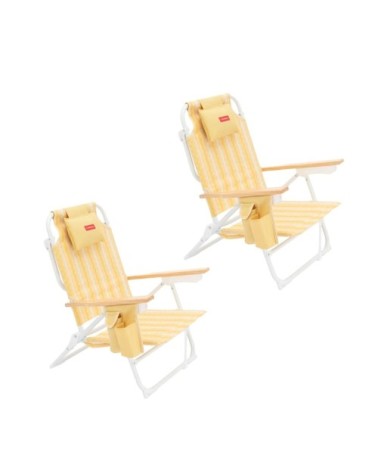 Lot de 2 Chaises de Plage Pliables Jaune