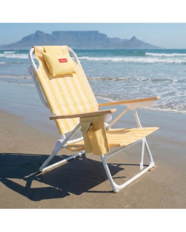 Lot de 2 Chaises de Plage Pliables Jaune