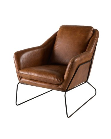 Fauteuil en cuir marron