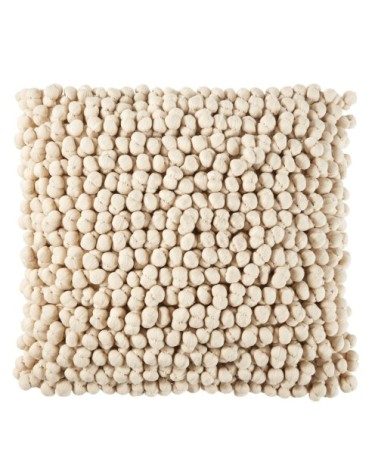Coussin boules tricotées écrues 45x45