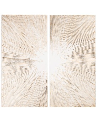 Diptyque toiles imprimé blanc et relief doré 90x90