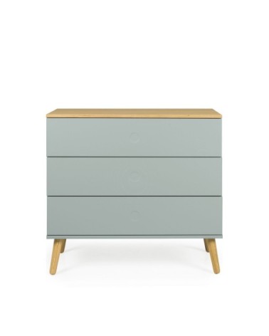 Commode en bois 3 tiroirs L90cm vert d'eau