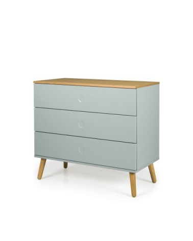 Commode en bois 3 tiroirs L90cm vert d'eau