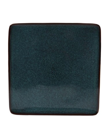 Assiette en grés artisanal bleu 27 cm - Lot de 4