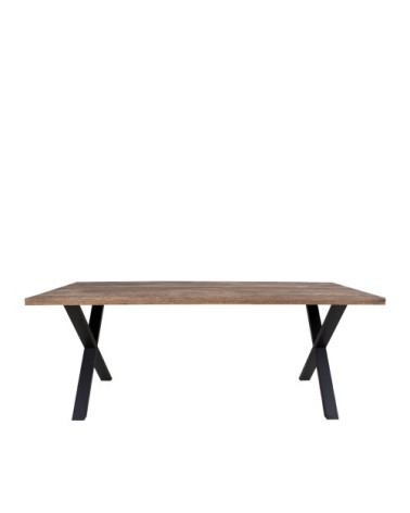 Table à manger en bois foncé et métal