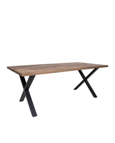 Table à manger en bois foncé et métal