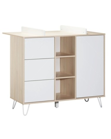 Commode 1 porte 3 tiroirs 95x51x120cm Blanc