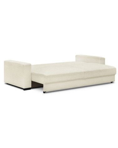 Canapé convertible 3 places en tissu bouclette beige