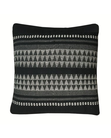 Coussin en coton à rayures noires 60x60