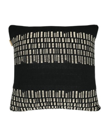 Coussin en coton rayé noir 50x50