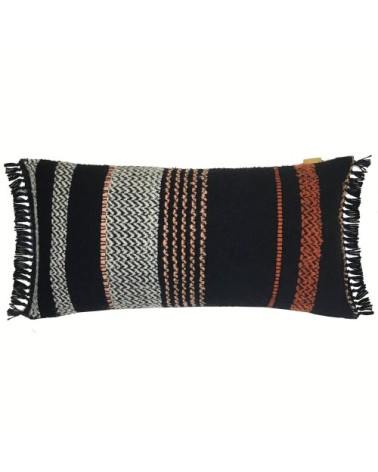 Coussin noir et orange 37x70