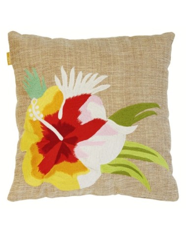 Coussin fleur du pacifique beige 50x50