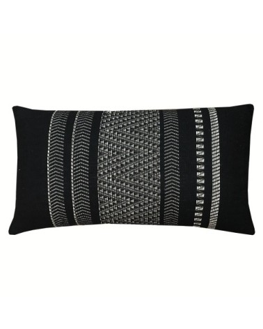 Coussin en coton natif rayé noir 35x65
