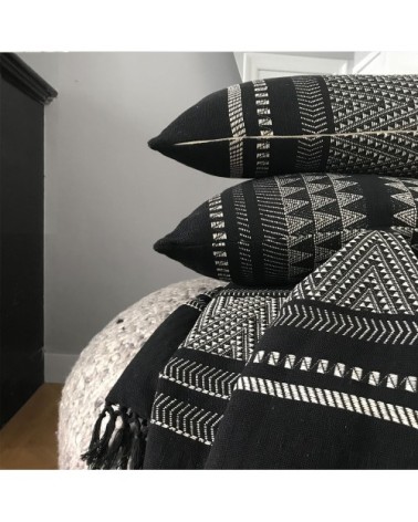 Coussin en coton natif rayé noir 35x65