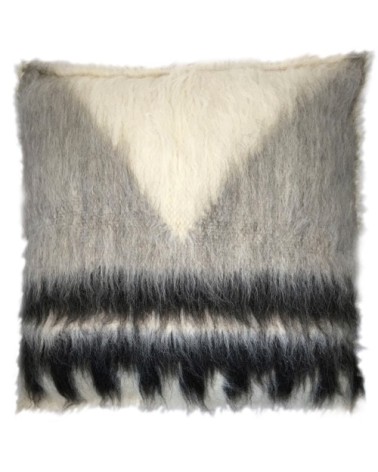 Coussin triangle 100% laine noir et blanc cassé 50x50