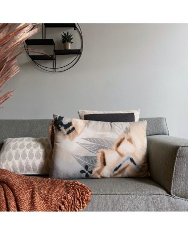 Coussin fleur rose pêche 40x70