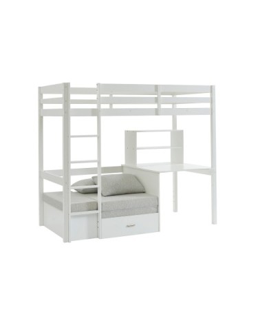 Lit mezzanine pin blanc 90 x 200 cm