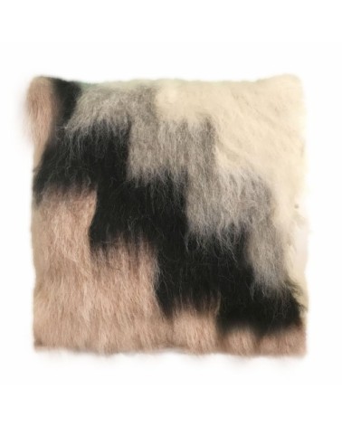 Coussin 100% laine rose et noir 50x50