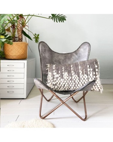 Coussin Drops en laine gris 40x70