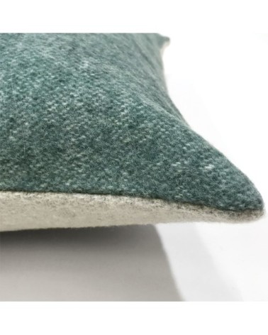 Coussin carré en laine double face vert tendre 50x50