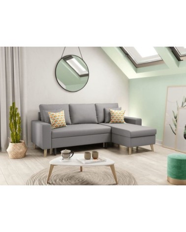Canapé d'angle réversible et convertible - gris clair