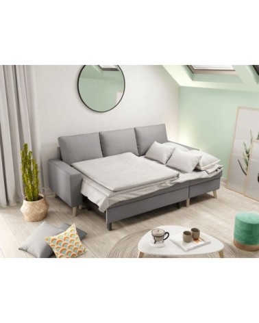 Canapé d'angle réversible et convertible - gris clair