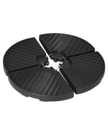 Lot de 4 dalles pour parasol à lester hdpe aspect rotin noir