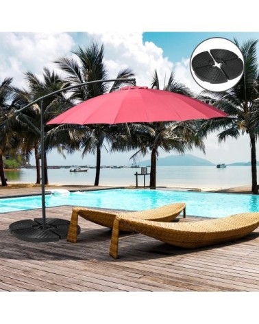 Lot de 4 dalles pour parasol à lester hdpe aspect rotin noir