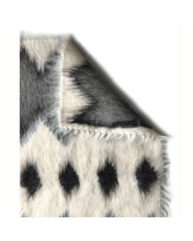 Plaid 100% laine noir et blanc 75x125