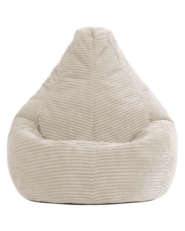 Pouf poire enfant à dossier haut velours côtelé beige galet