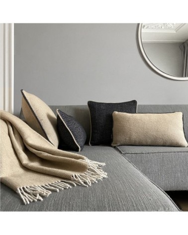 Coussin carré en laine recyclée beige 50x50