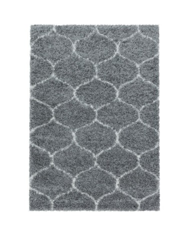 Tapis à poils longs et motifs alhambra gris 80x150cm