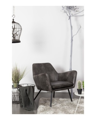 Fauteuil lounge vintage gris anthracite