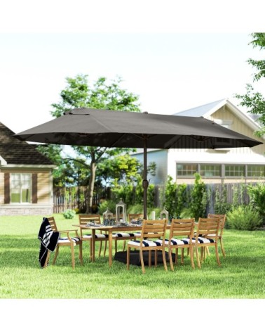Parasol de jardin xxl pied contrepoids inclus acier polyester gris