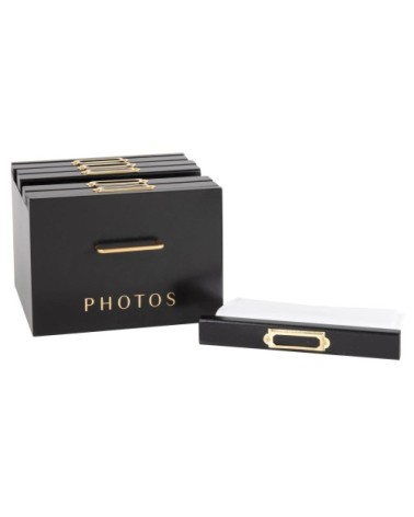 Boîte à photos 6 albums noire et dorée