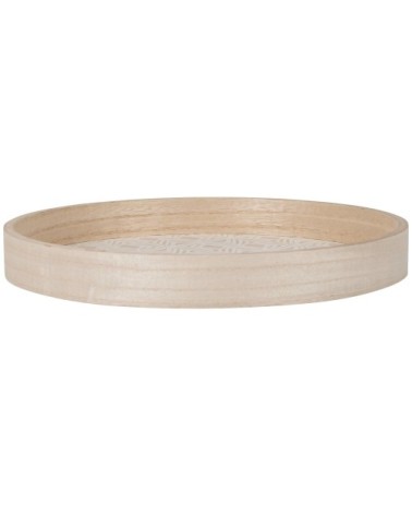 Plateau rond beige et blanc