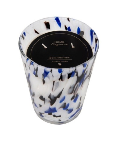 Bougie parfumée en verre transparent, noir et bleu 1120g