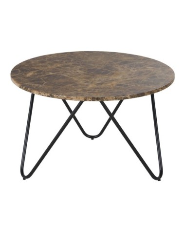 Table basse en marbre marron et métal noir